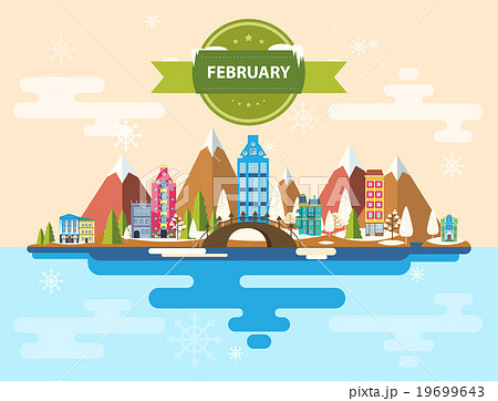 Winter landscape. Small town Winter landscape. Small town 19699643