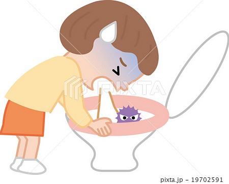 子供のノロ トイレで吐くのイラスト素材