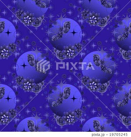 Pattern with moon, succulents and butterflies Pattern with moon, succulents and butterflies 19705245