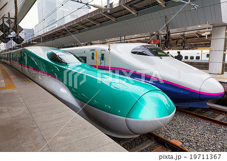 Tokyo,Japan-April 1,E5 and E2 Series bullet trains 19711367