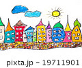 Pastel sketch of colorful town 19711901