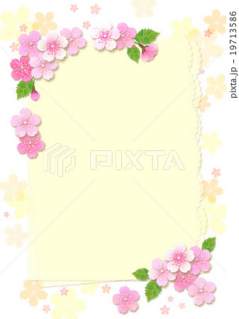 桜のカード 色付き便箋 他カラーありのイラスト素材