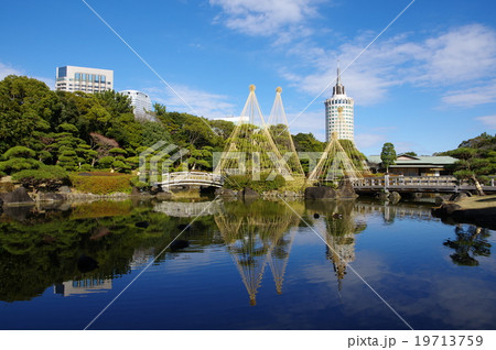 日本庭園「見浜園」と雪吊り(千葉市美浜区・海浜幕張) 日本庭園「見浜園」と雪吊り(千葉市美浜区・海浜幕張) 19713759