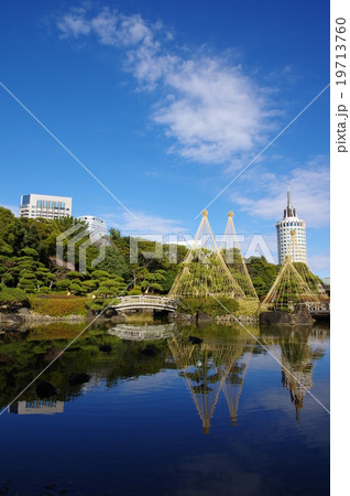 日本庭園／見浜園の池と雪吊り（千葉市美浜区） 19713760