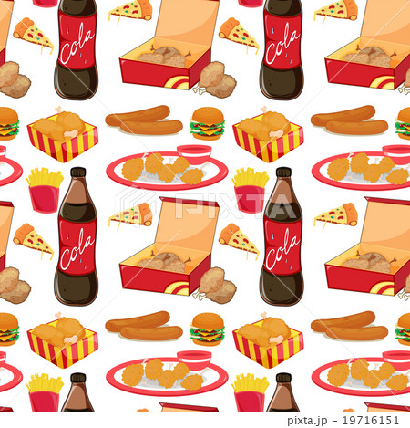 Seamless different kind of fastfood 19716151