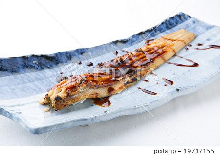 お寿司屋さんの大焼き穴子のにぎり寿しの写真素材