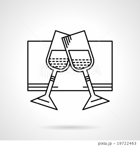 Glasses of champagne black flat line vector icon Glasses of champagne black flat line vector icon 19722463