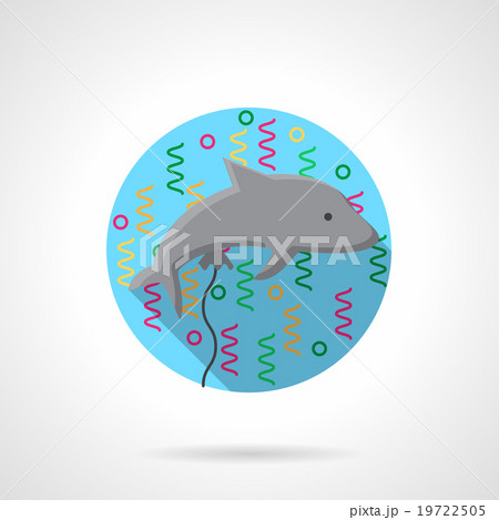 Gray dolphin balloon flat round vector icon 19722505