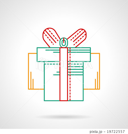 Thin flat color line gift box vector icon Thin flat color line gift box vector icon 19722557