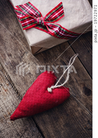 Fabric handmade hearts and gift 19722971