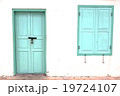 antique green door and window colonial style  19724107