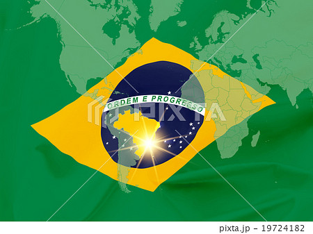リオオリンピック ブラジル国旗 世界地図のイラスト素材