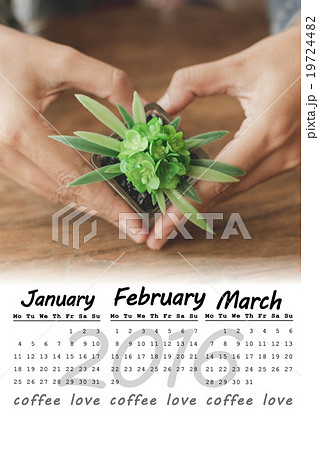 2016 calendar with Coffee love background 2016 calendar with Coffee love background 19724482