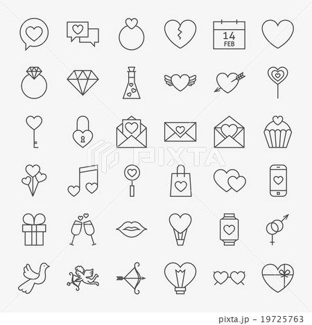 Valentine Day Line Icons Big Set Valentine Day Line Icons Big Set 19725763