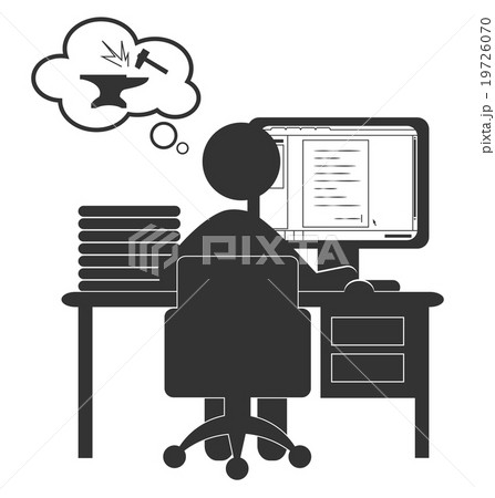 Flat computer icon with document isolated on white 19726070