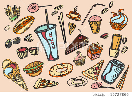 Colored Doodle Fast Food 19727866