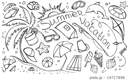 Doodle vector set of summer vacation 19727896