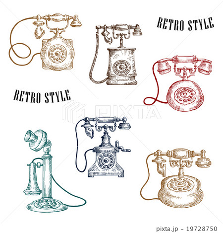 Vintage sketched handle telephone icons 19728750