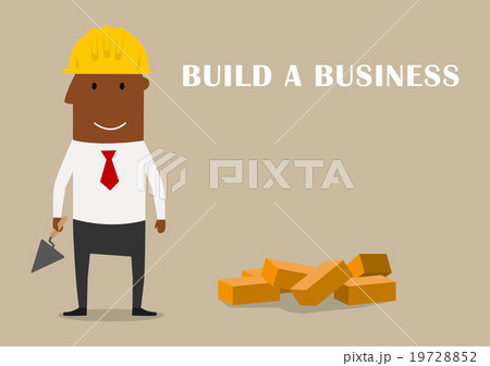 Happy businessman building a new business 19728852