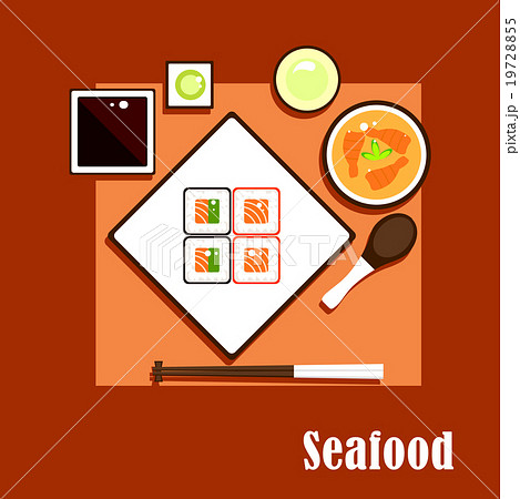 Seafood dishes and sauce of asian cuisine 19728855