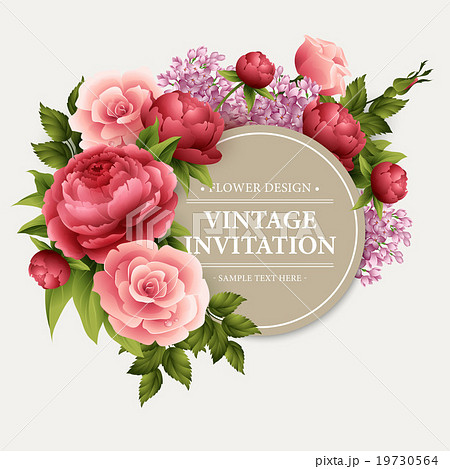 Vintage  Greeting Card with Blooming Flowers 19730564