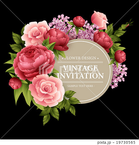 Vintage  Greeting Card with Blooming Flowers 19730565