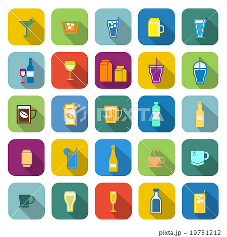 Drink color icons with long shadow Drink color icons with long shadow 19731212