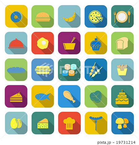 Food color icons with long shadow 19731214