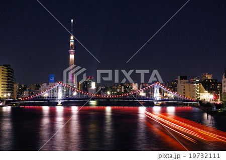 夜の清洲橋と東京スカイツリー 19732111