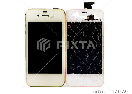Modern smartphone with broken screen 19732725
