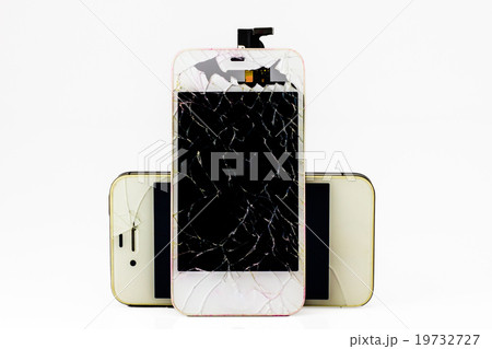 Modern smartphone with broken screen 19732727