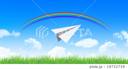 紙飛行機 空 背景 のイラスト素材