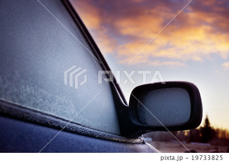 Car window and side mirror covered with ice in the Car window and side mirror covered with ice in the 19733825