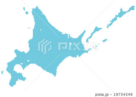 北海道地図　 ドット 　ブルー 19734349