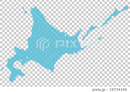 北海道地図　 ドット 　ブルー 19734349