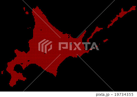 北海道地図 ドット レッド 背景 ブラック 北海道地図 ドット レッド 背景 ブラック 19734355