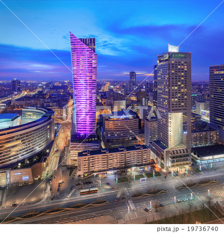 Panorama of modern Warsaw by night 19736740