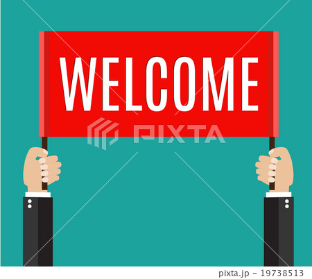 Businessman holding welcome sign Businessman holding welcome sign 19738513