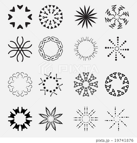Sun's Rays Icons Set - Isolated On Gray Background 19741876