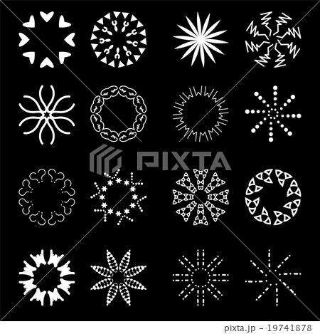 Sun's Rays Icons Set - Isolated On black 19741878
