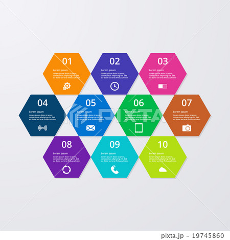 Vector illustration of infographics hexagons. 19745860