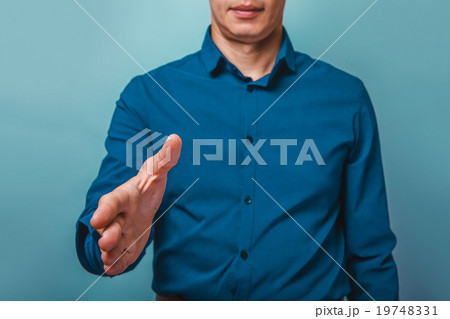 a man can not see the person  pulls a hand shake 19748331