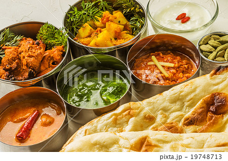 典型的なインドのカレーとナン Typical Indian curry set 典型的なインドのカレーとナン Typical Indian curry set 19748713