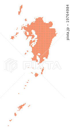 九州地図 　ドット 　オレンジ 19764984