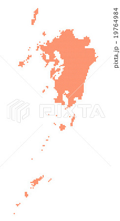 九州地図 ドット オレンジのイラスト素材