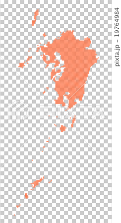 九州地図 　ドット 　オレンジ 19764984
