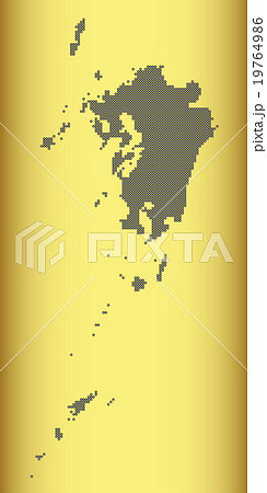 九州地図 ドット カーボン 背景 ゴールドのイラスト素材