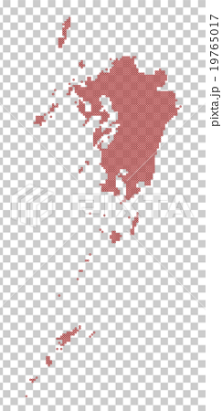 九州地図 　ドット　 レッド 19765017