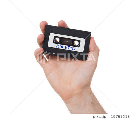 Vintage audio cassette tape, isolated on white  19765518