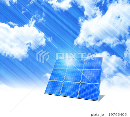 太陽光を反射するソーラーパネルのイラスト素材